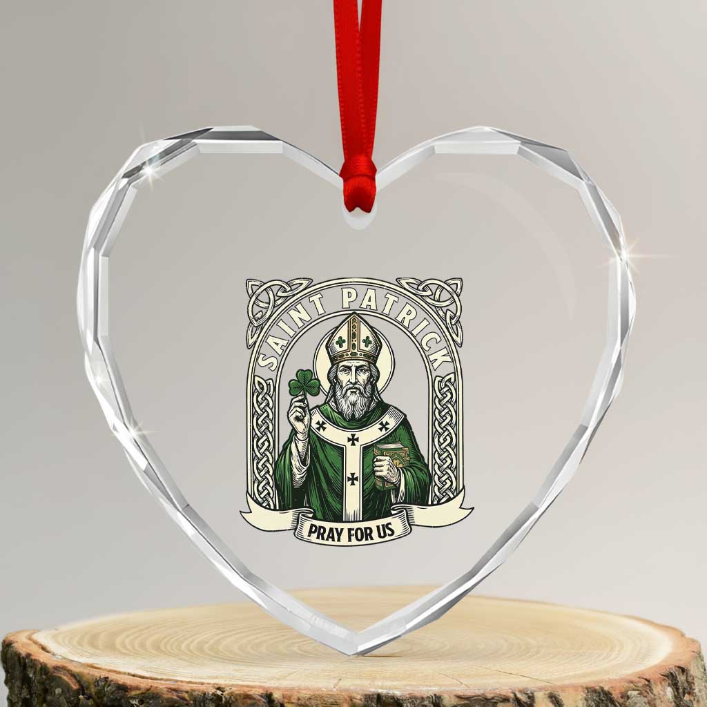 Saint Patrick Pray For Us Heart Crystal Glass Ornament St Patricks Day Religious Gift TS12 Transparent Glass 3'' Heart Print Your Wear