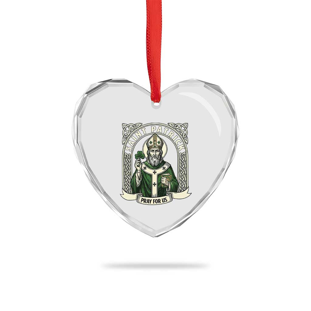 Saint Patrick Pray For Us Heart Crystal Glass Ornament St Patricks Day Religious Gift TS12 Print Your Wear