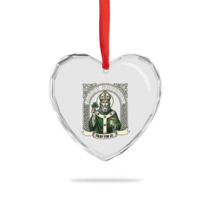 Saint Patrick Pray For Us Heart Crystal Glass Ornament St Patricks Day Religious Gift TS12 Print Your Wear