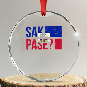 Sak Pase Haitian Creole Crystal Glass Ornament Haiti Flag Heritage Pride TS02 Transparent Glass 3'' Circle Print Your Wear