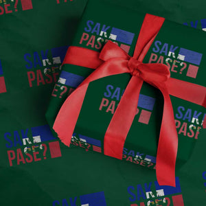 Sak Pase Haitian Creole Wrapping Paper Roll Haiti Flag Heritage Pride TS02 Green Print Your Wear
