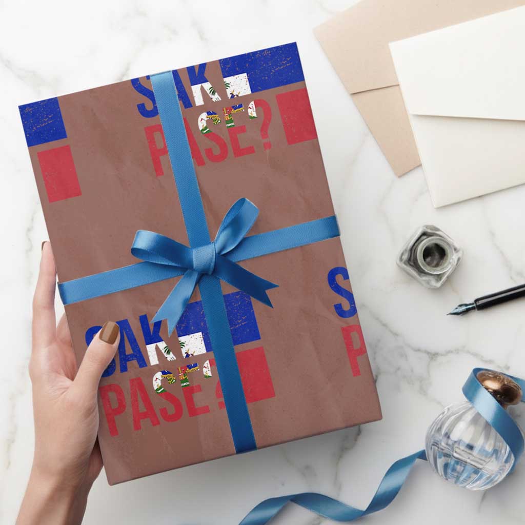 Sak Pase Haitian Creole Wrapping Paper Roll Haiti Flag Heritage Pride TS02 Mocha Print Your Wear