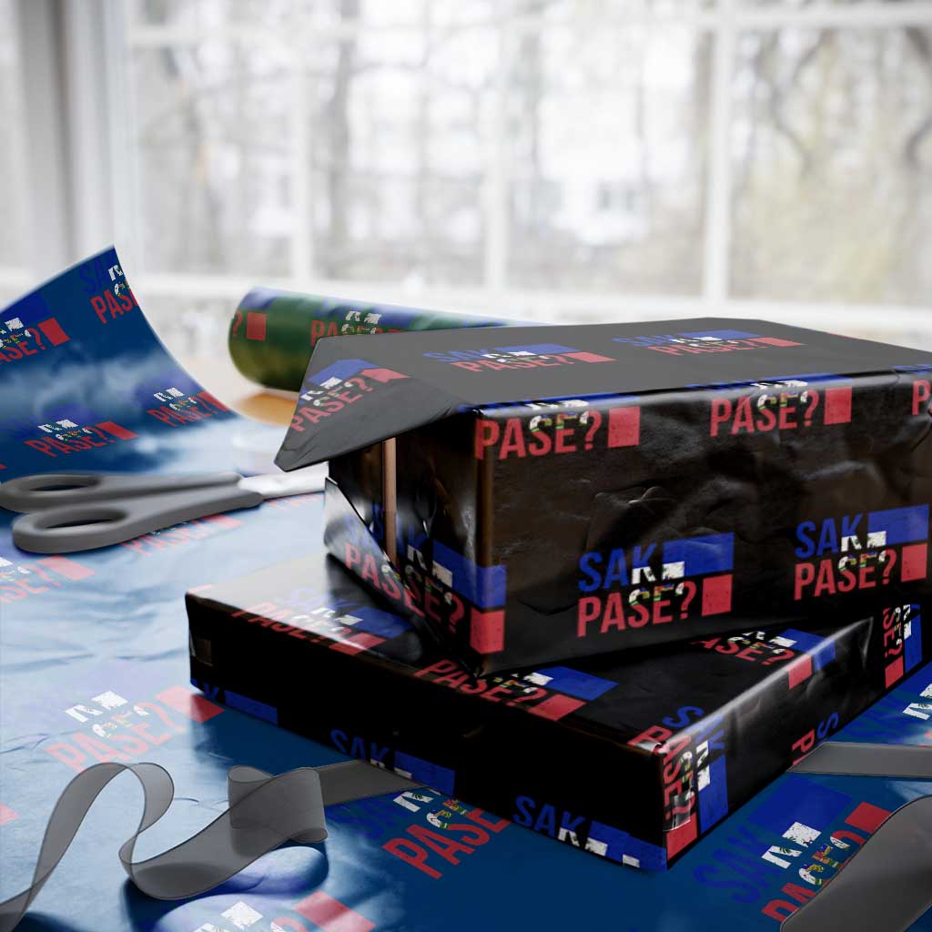 Sak Pase Haitian Creole Wrapping Paper Roll Haiti Flag Heritage Pride TS02 Black Print Your Wear