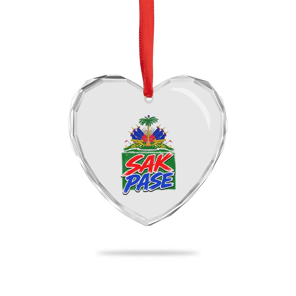 Sak Pase Haitian Creole Greeting Heart Crystal Glass Ornament National Crest Cultural Haiti Pride TS02 Print Your Wear