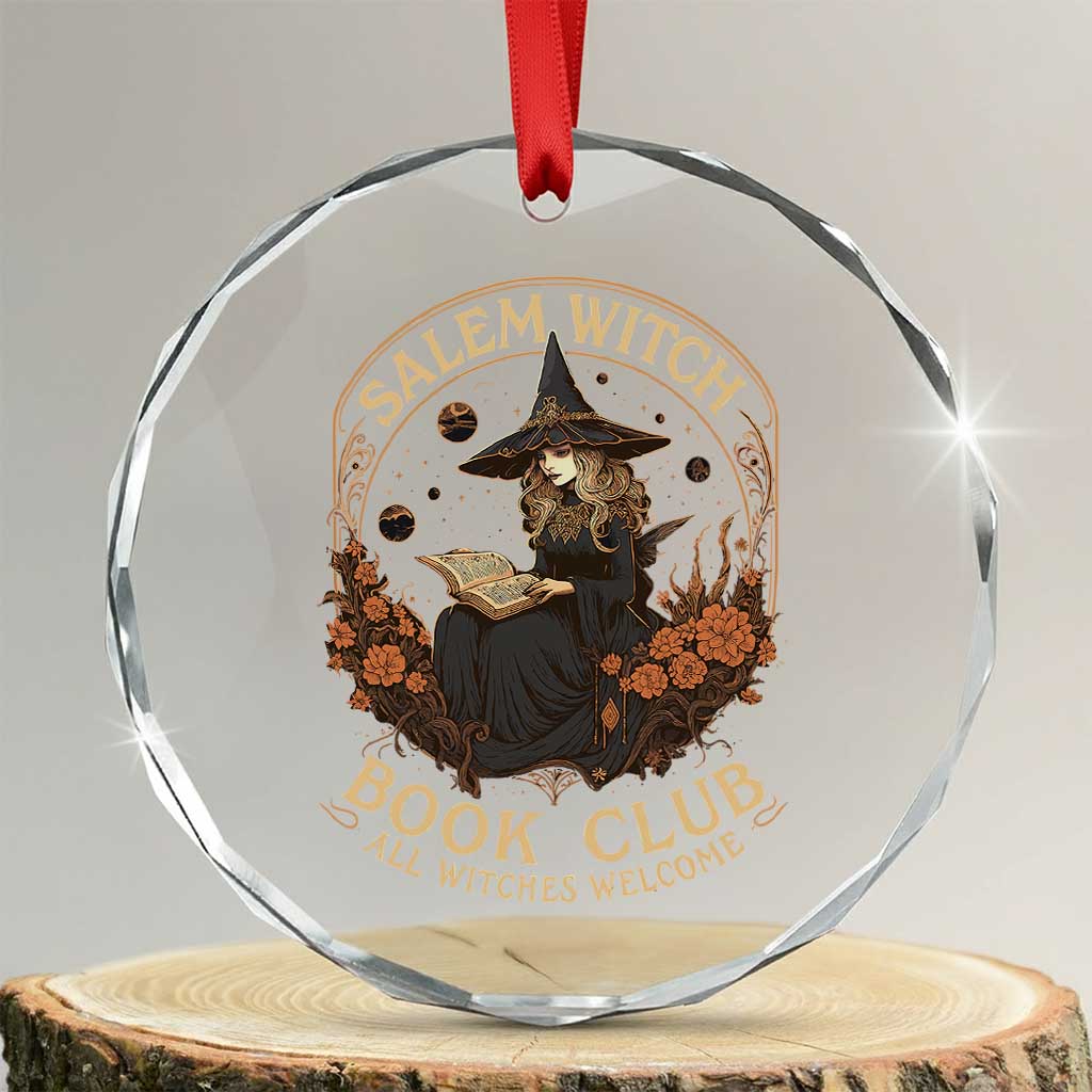 Salem Witch Book Club All Witches Welcome Crystal Glass Ornament Halloween Book Lover TS11 Transparent Glass 3'' Circle Print Your Wear