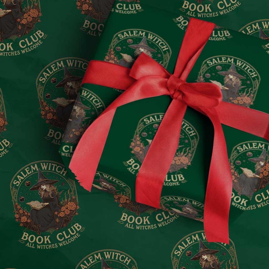 Salem Witch Book Club All Witches Welcome Wrapping Paper Roll Halloween Book Lover TS11 Green Print Your Wear