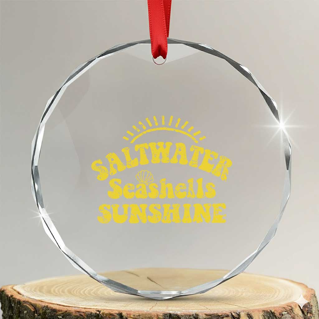 Saltwater Seashells Sunshine Crystal Glass Ornament Beach Summer Vacation Vintage 70's Retro TS10 Transparent Glass 3'' Circle Print Your Wear