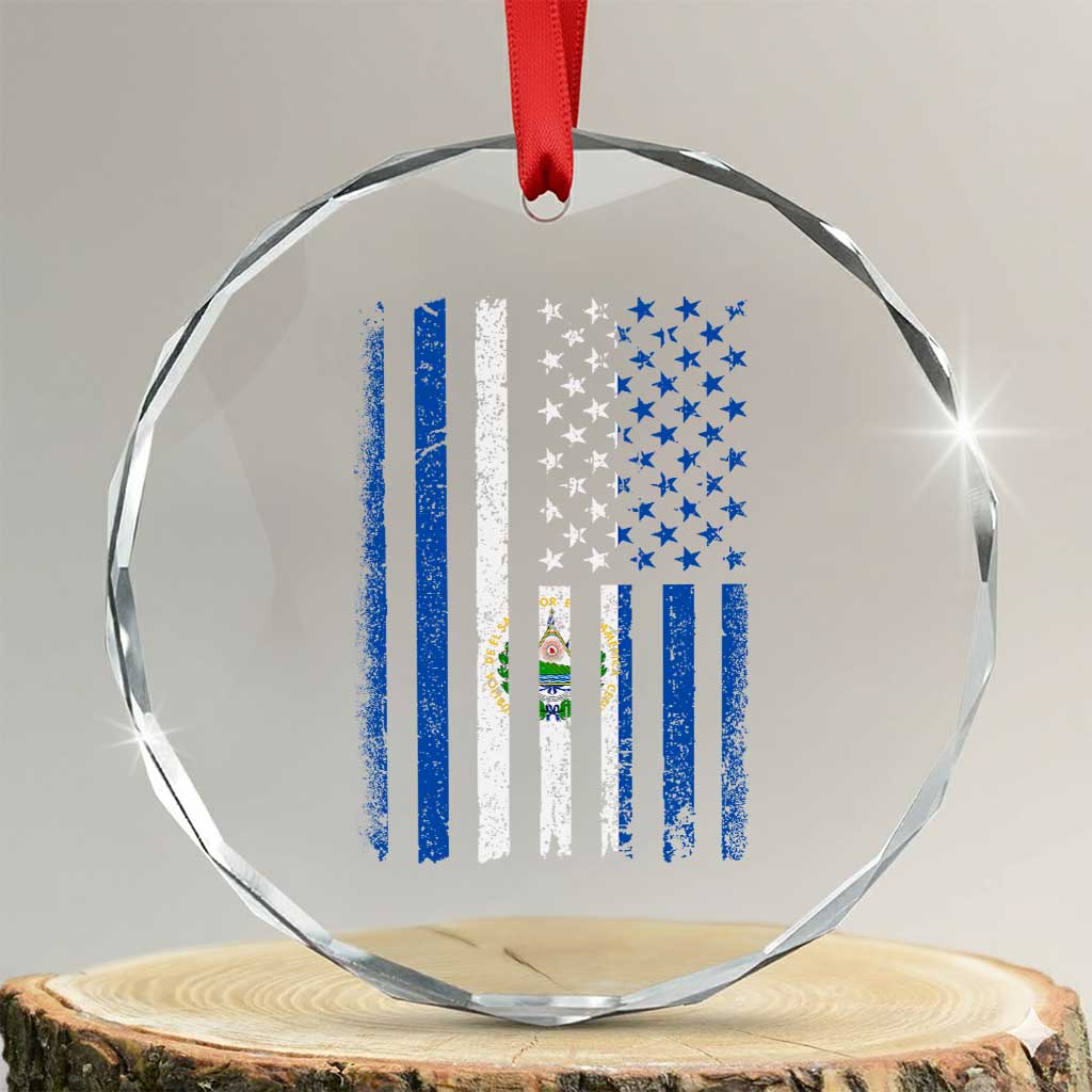 Salvadoran America Flag Crystal Glass Ornament El Salvador USA Patriotic TS10 Transparent Glass 3'' Circle Print Your Wear