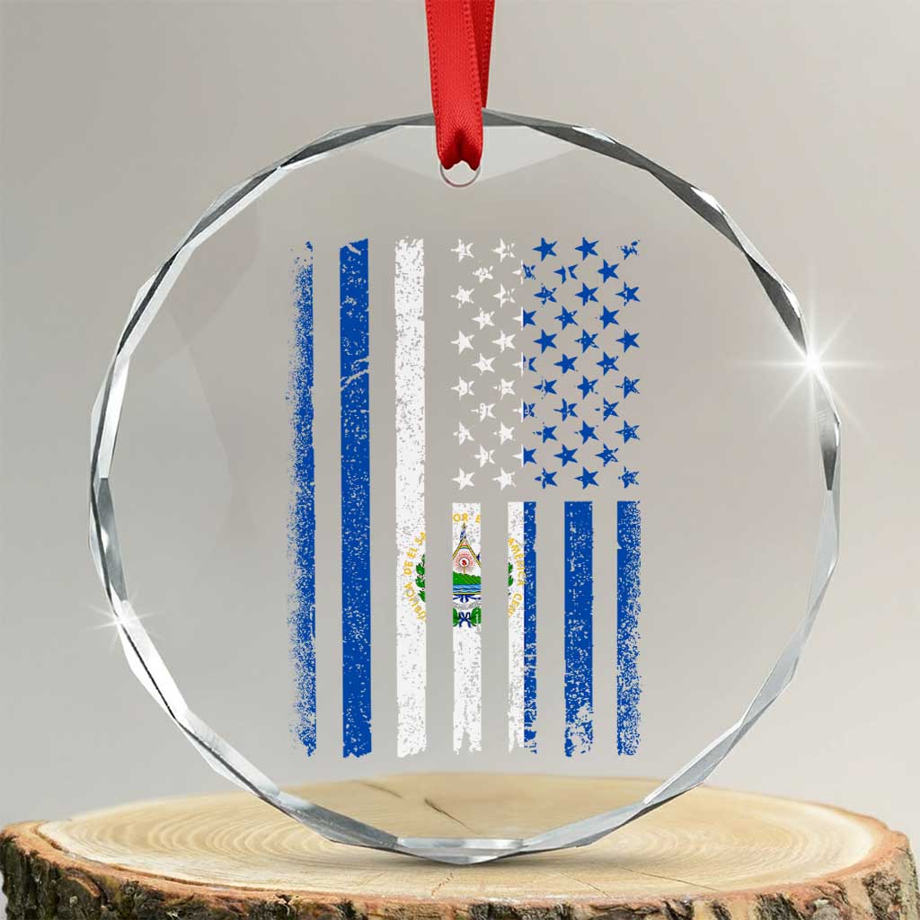 Salvadoran America Flag Crystal Glass Ornament El Salvador USA Patriotic TS10 Transparent Glass 3'' Circle Print Your Wear