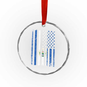Salvadoran America Flag Crystal Glass Ornament El Salvador USA Patriotic - Print Your Wear