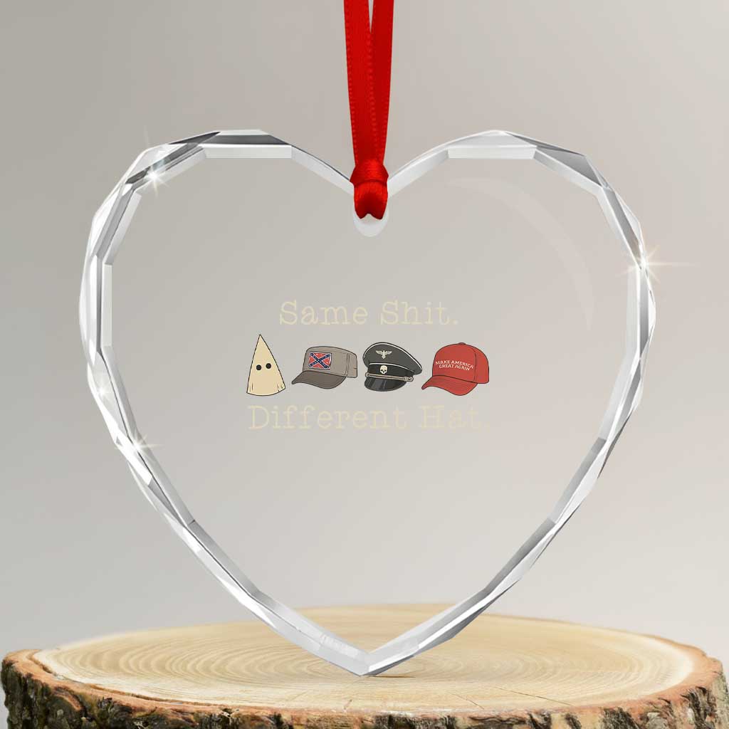 Same Shit Different Hat Heart Crystal Glass Ornament TS02 Transparent Glass 3'' Heart Print Your Wear