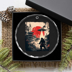 Samurai Bigfoot Crystal Glass Ornament Funny Japanese Retro Vintage Sasquatch Graphic Ukiyo-e Art TS10 Print Your Wear