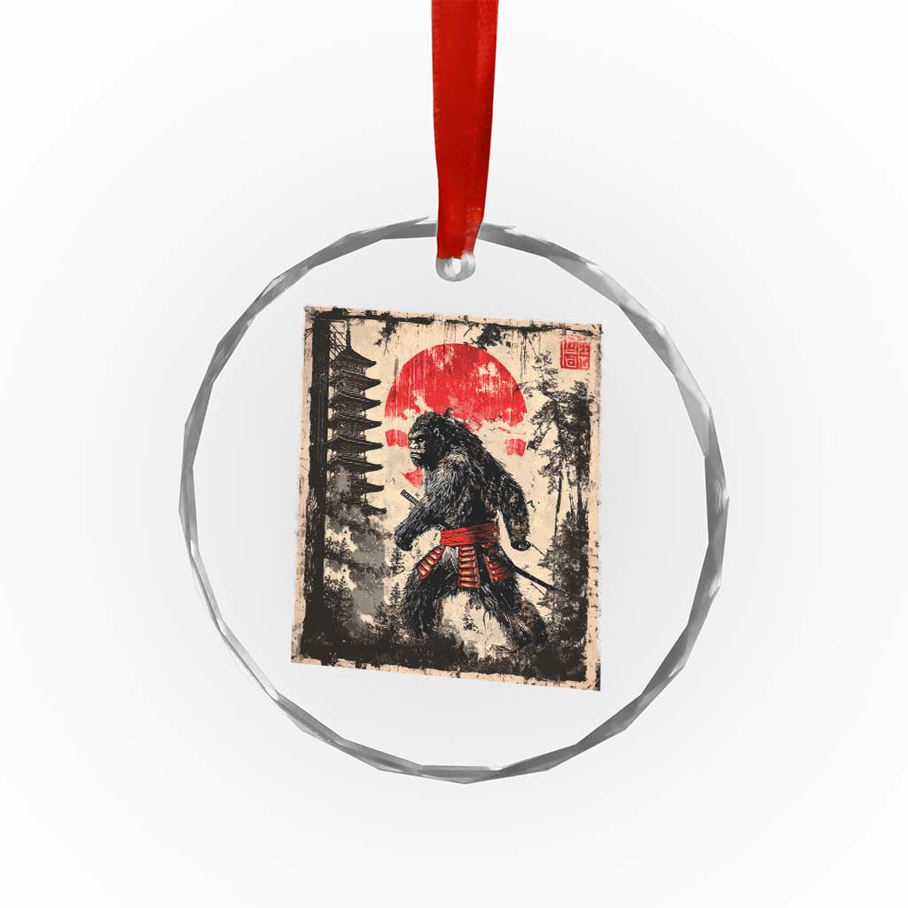 Samurai Bigfoot Crystal Glass Ornament Japanese Vintage Sasquatch Graphic Ukiyo-e Art Funny TS10 Print Your Wear