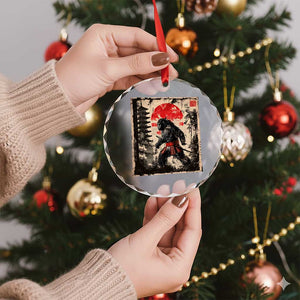 Samurai Bigfoot Crystal Glass Ornament Japanese Vintage Sasquatch Graphic Ukiyo-e Art Funny TS10 Print Your Wear