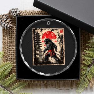 Samurai Bigfoot Crystal Glass Ornament Japanese Vintage Sasquatch Graphic Ukiyo-e Art Funny TS10 Print Your Wear