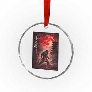 Samurai Bigfoot Crystal Glass Ornament Vintage Japanese Graphic Ukiyo-e Art Sasquatch Red Moon TS10 Print Your Wear