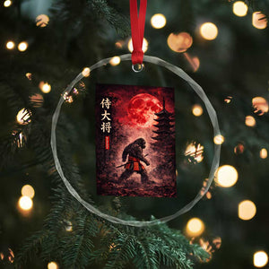 Samurai Bigfoot Crystal Glass Ornament Vintage Japanese Graphic Ukiyo-e Art Sasquatch Red Moon TS10 Print Your Wear