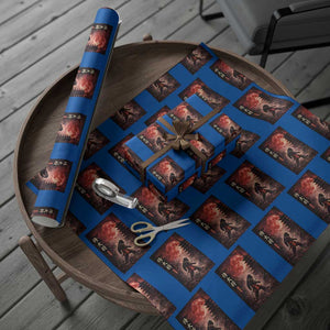 Samurai Bigfoot Wrapping Paper Roll Vintage Japanese Graphic Ukiyo-e Art Sasquatch Red Moon TS10 Blue Print Your Wear