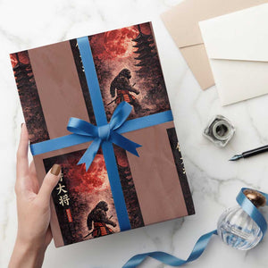 Samurai Bigfoot Wrapping Paper Roll Vintage Japanese Graphic Ukiyo-e Art Sasquatch Red Moon TS10 Mocha Print Your Wear