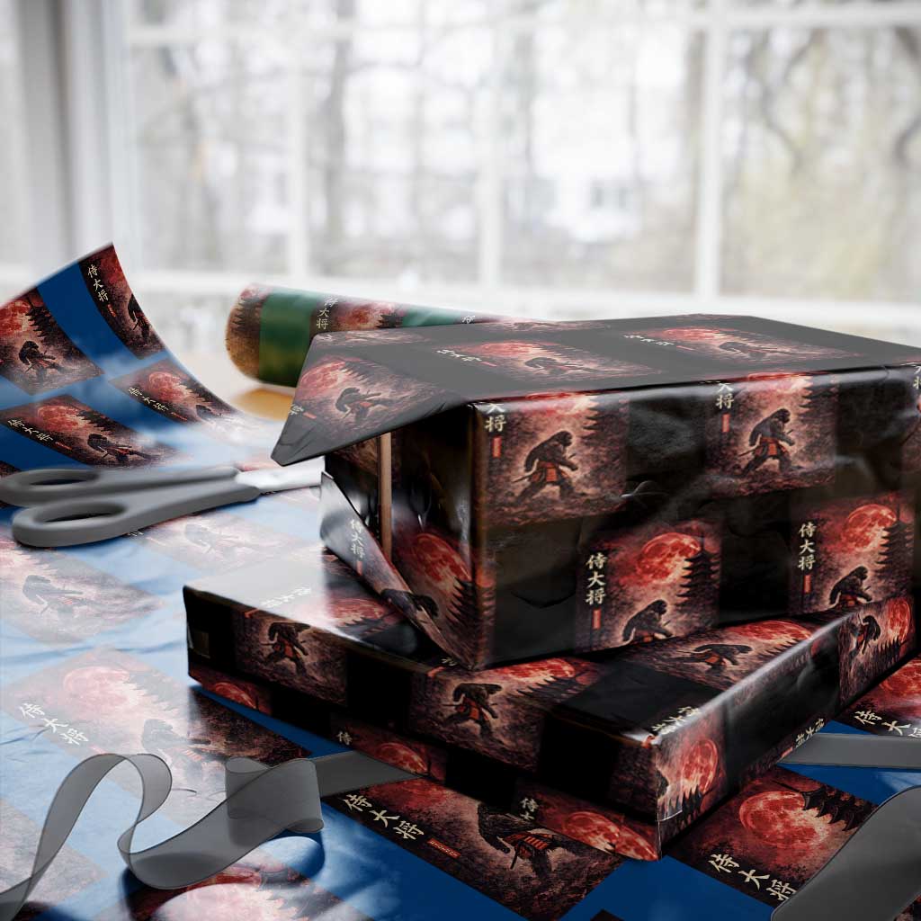 Samurai Bigfoot Wrapping Paper Roll Vintage Japanese Graphic Ukiyo-e Art Sasquatch Red Moon TS10 Black Print Your Wear