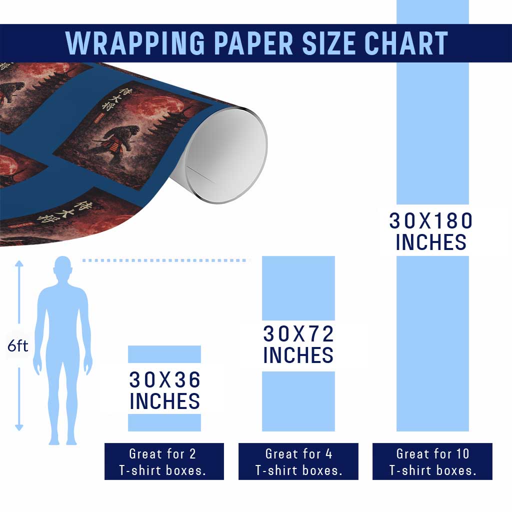 Samurai Bigfoot Wrapping Paper Roll Vintage Japanese Graphic Ukiyo-e Art Sasquatch Red Moon TS10 Print Your Wear