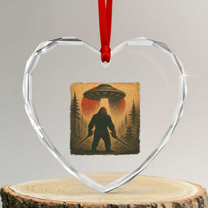 Samurai Bigfoot Heart Crystal Glass Ornament Japanese Vintage Ukiyoe Style TS12 Transparent Glass 3'' Heart Print Your Wear