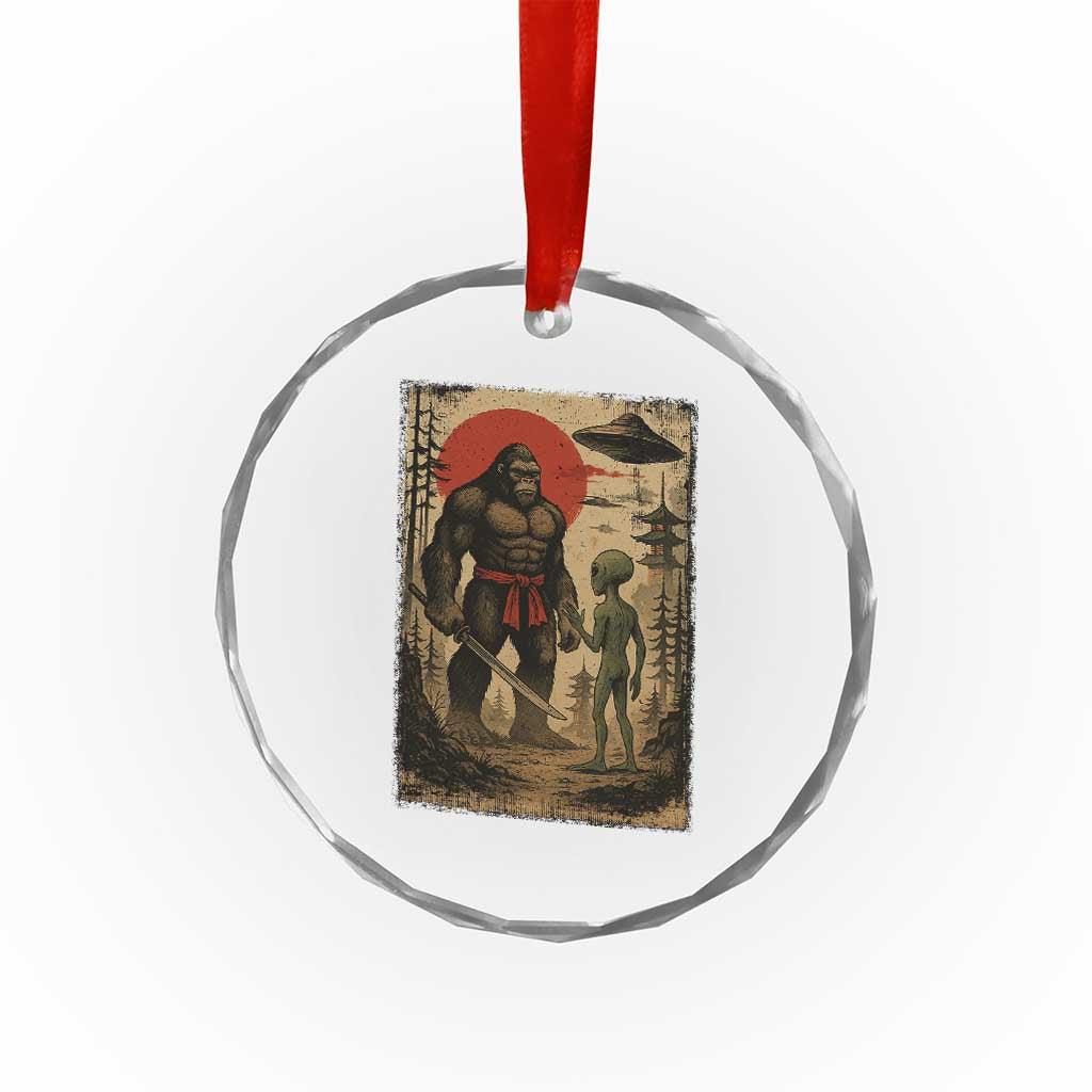 Samurai Bigfoot Japanese UFO Crystal Glass Ornament Sasquatch Ailen Ukiyo-e TS14 Print Your Wear