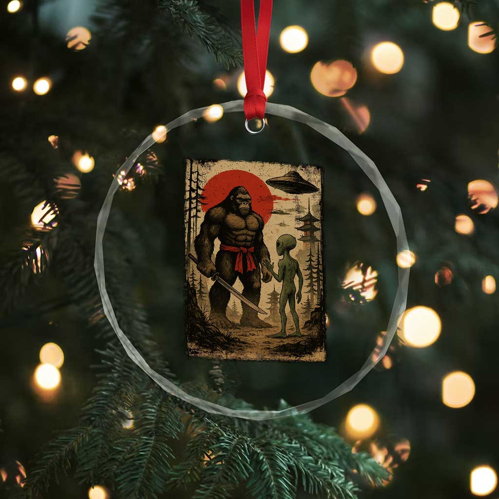 Samurai Bigfoot Japanese UFO Crystal Glass Ornament Sasquatch Ailen Ukiyo-e TS14 Print Your Wear