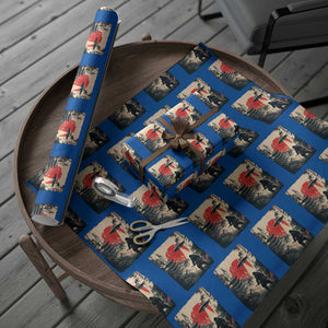 Samurai Bigfoot Wrapping Paper Roll Funny Japanese Retro Vintage Sasquatch Graphic Ukiyo-e Art TS10 Blue Print Your Wear
