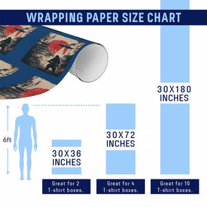 Samurai Bigfoot Wrapping Paper Roll Funny Japanese Retro Vintage Sasquatch Graphic Ukiyo-e Art TS10 Print Your Wear