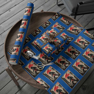 Samurai Bigfoot Wrapping Paper Roll Japanese Vintage Sasquatch Graphic Ukiyo-e Art Funny TS10 Blue Print Your Wear