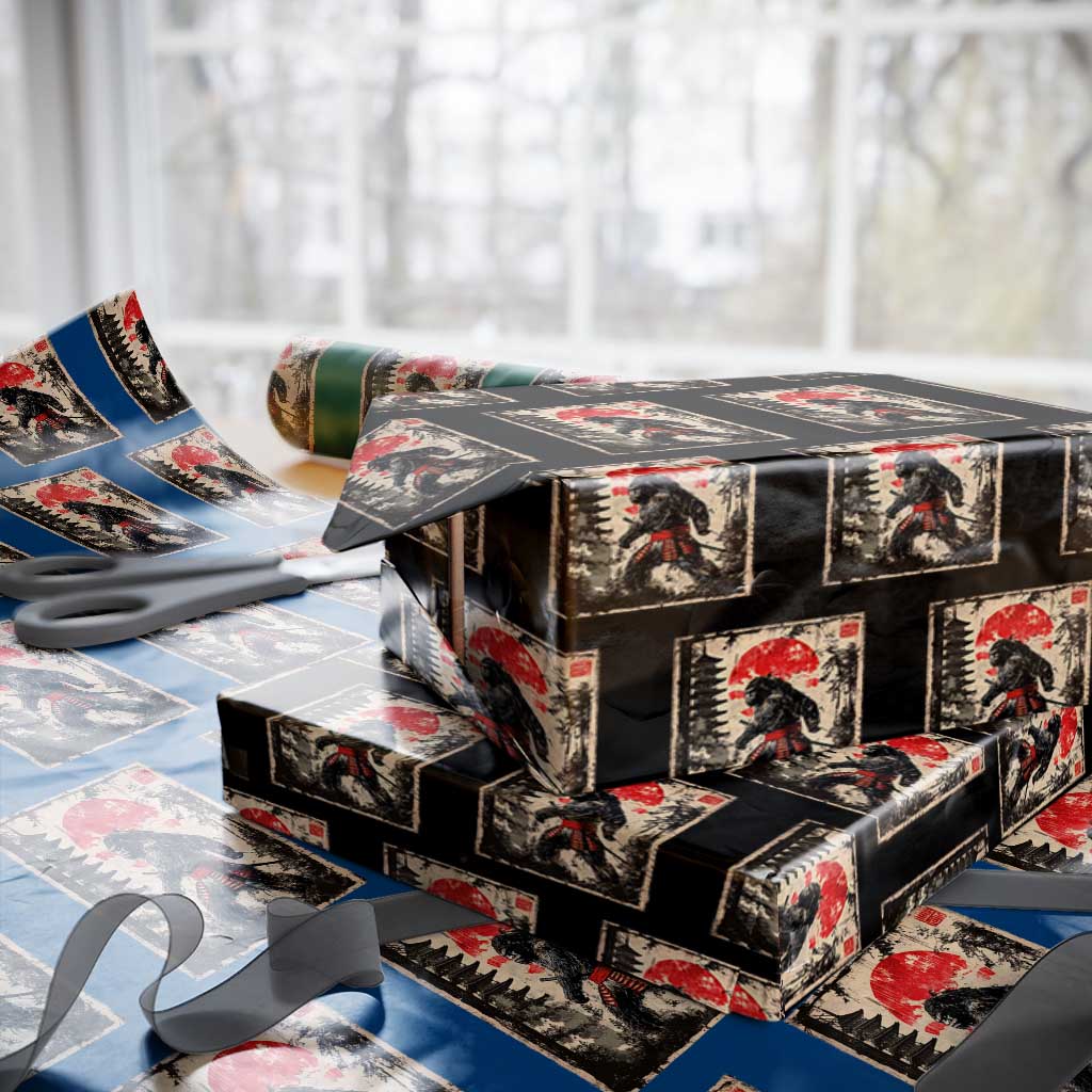 Samurai Bigfoot Wrapping Paper Roll Japanese Vintage Sasquatch Graphic Ukiyo-e Art Funny TS10 Black Print Your Wear