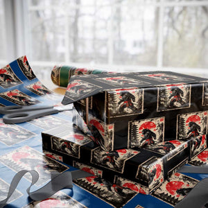 Samurai Bigfoot Wrapping Paper Roll Japanese Vintage Sasquatch Graphic Ukiyo-e Art Funny TS10 Black Print Your Wear
