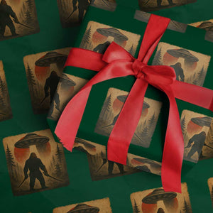 Samurai Bigfoot Wrapping Paper Roll Japanese Vintage Ukiyoe Style TS12 Green Print Your Wear