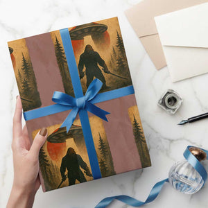 Samurai Bigfoot Wrapping Paper Roll Japanese Vintage Ukiyoe Style TS12 Mocha Print Your Wear