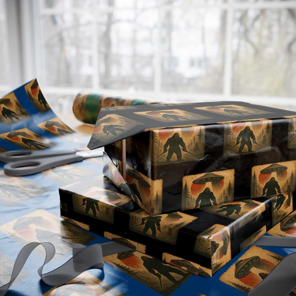 Samurai Bigfoot Wrapping Paper Roll Japanese Vintage Ukiyoe Style TS12 Black Print Your Wear