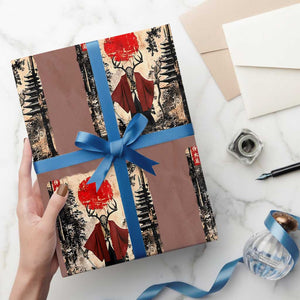 Samurai Wendigo Wrapping Paper Roll Japanese Vintage Graphic Ukiyo-e Art Funny Dark Fantasy TS10 Mocha Print Your Wear