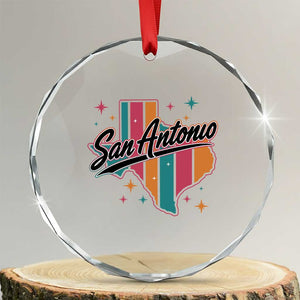 San Antonio Game Day Spirit Crystal Glass Ornament Texas Map Pride