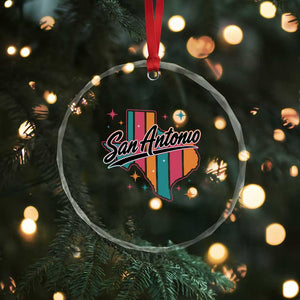 San Antonio Game Day Spirit Crystal Glass Ornament Texas Map Pride