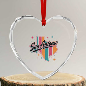 San Antonio Game Day Spirit Heart Crystal Glass Ornament Texas Map Pride