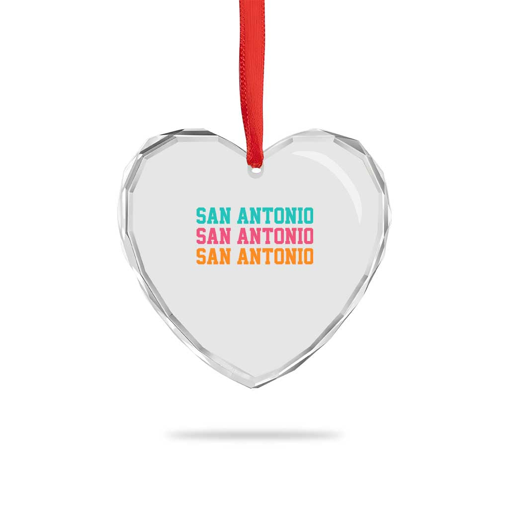 San Antonio Texas Pride Sports Fan Style Heart Crystal Glass Ornament TX Game Day San Antonio Texas Pride Sports Fan