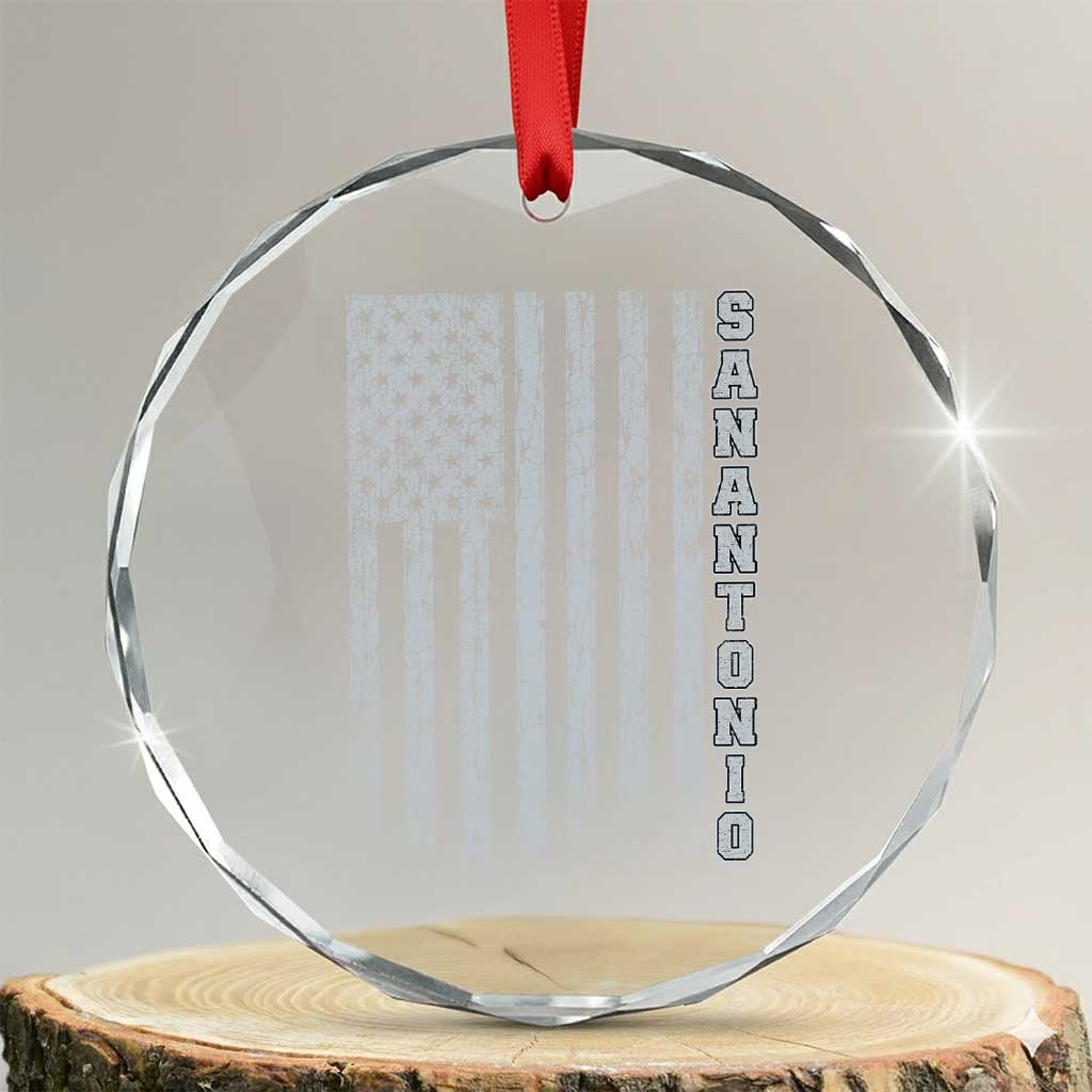 San Antonio Texas State Pride Vintage American Flag Crystal Glass Ornament TS11 Transparent Glass 3'' Circle Print Your Wear
