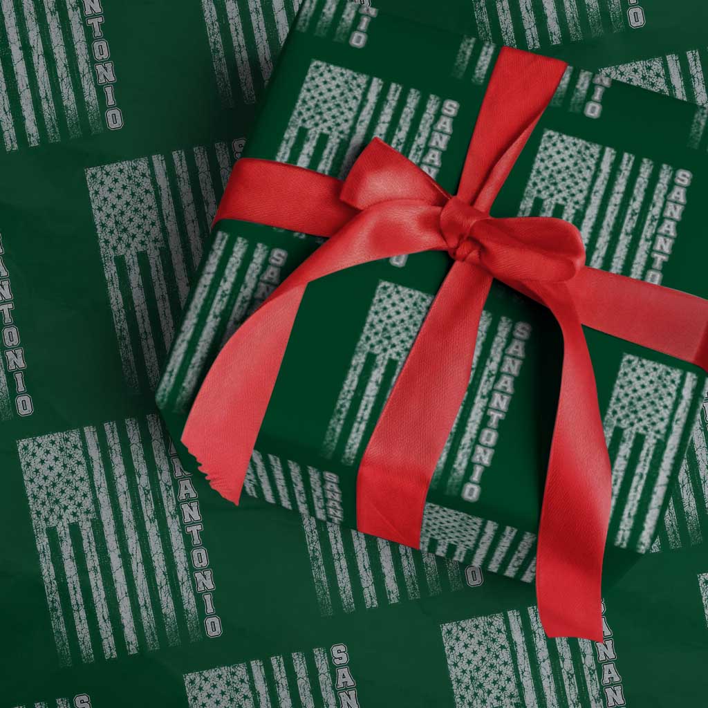 San Antonio Texas State Pride Vintage American Flag Wrapping Paper Roll TS11 Green Print Your Wear