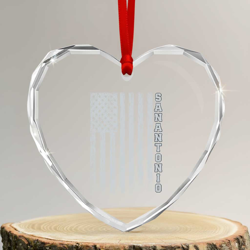 San Antonio Texas State Pride Vintage American Flag Heart Crystal Glass Ornament TS11 Transparent Glass 3'' Heart Print Your Wear