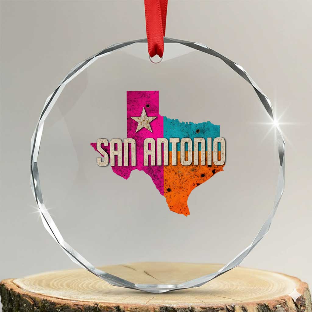 San Antonio Texas TX Fiesta Sports For Latino Fans Crystal Glass Ornament TS11 Transparent Glass 3'' Circle Print Your Wear