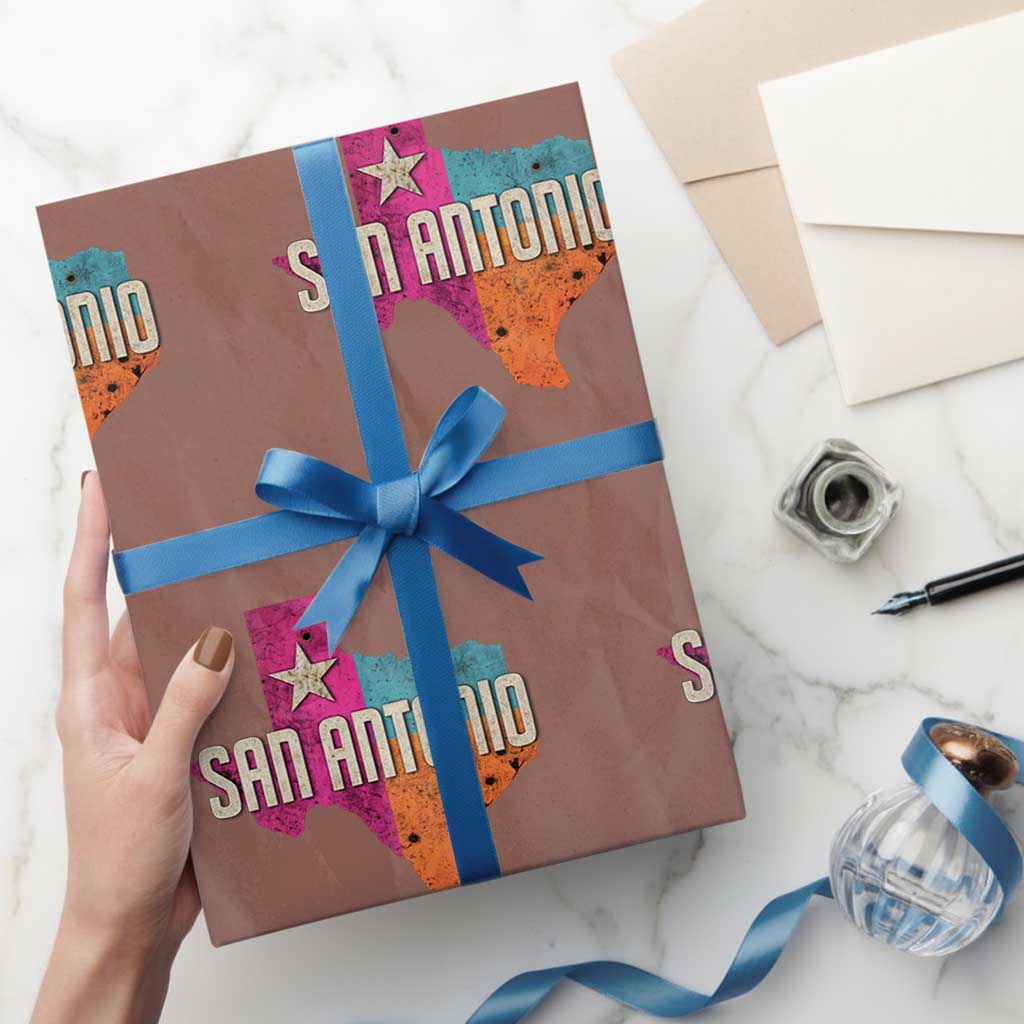 San Antonio Texas TX Fiesta Sports For Latino Fans Wrapping Paper Roll TS11 Mocha Print Your Wear