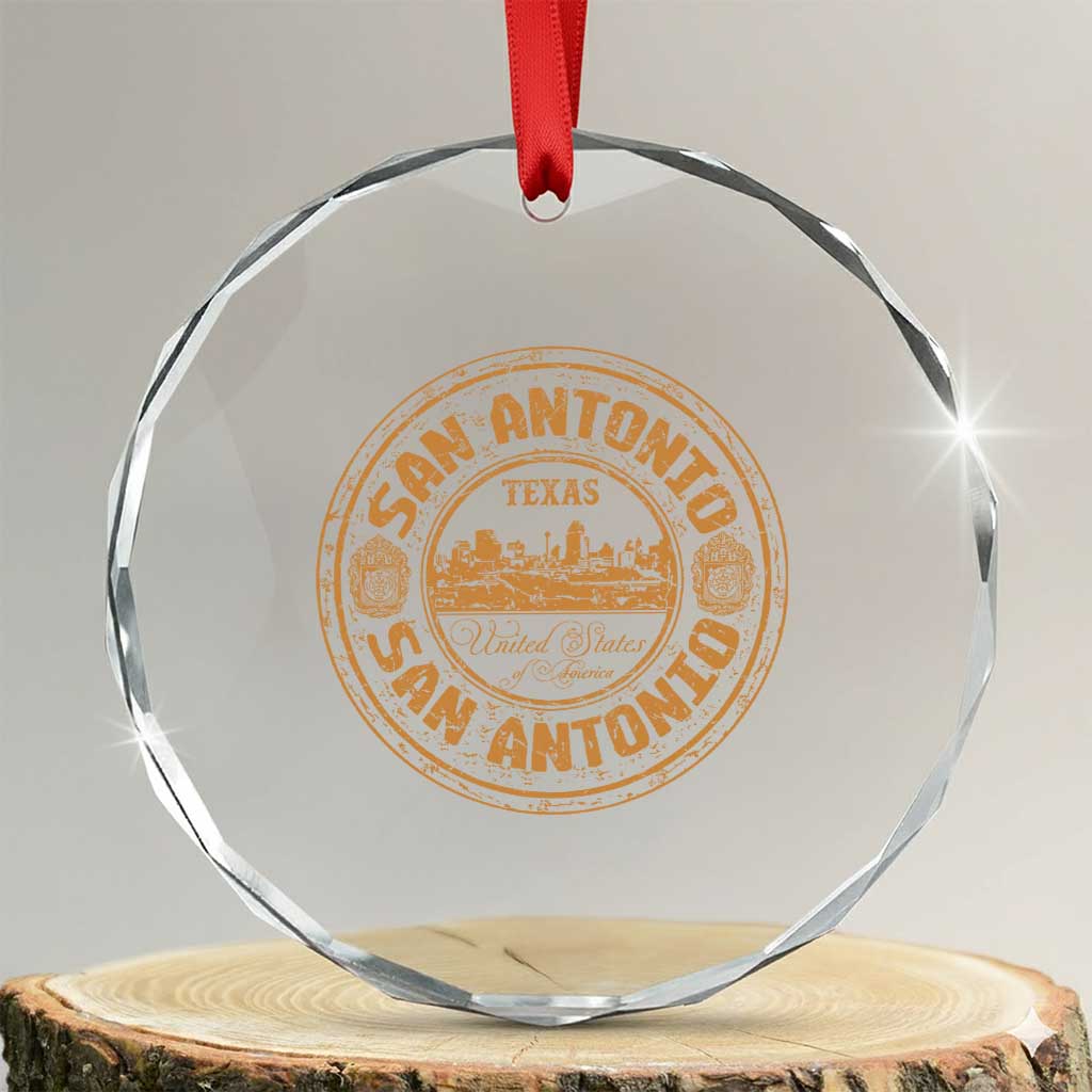 San Antonio Texas TX Vintage Souvenir Texan Pride Crystal Glass Ornament TS11 Transparent Glass 3'' Circle Print Your Wear