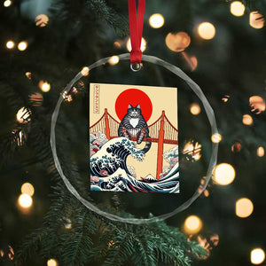 San Francisco Cat Crystal Glass Ornament Vintage Japanese Anime Kawaii Cat Sunset TS14 Print Your Wear
