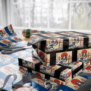 San Francisco Cat Wrapping Paper Roll Vintage Japanese Anime Kawaii Cat Sunset TS14 Black Print Your Wear