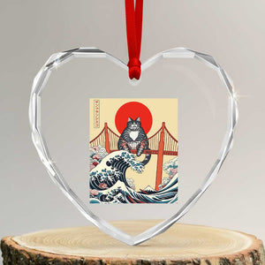 San Francisco Cat Heart Crystal Glass Ornament Vintage Japanese Anime Kawaii Cat Sunset TS14 Transparent Glass 3'' Heart Print Your Wear